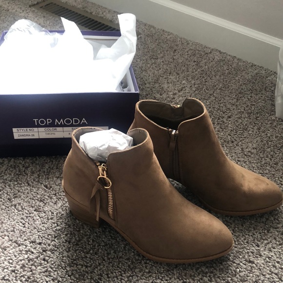 Top Moda Taupe Zandra Ankle Bootie - Picture 3 of 8